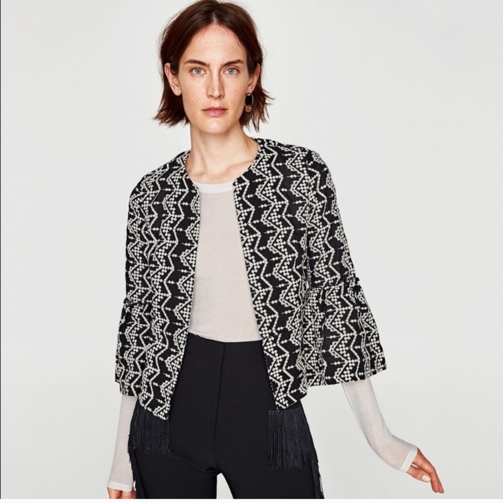 Zara Aztec bell sleeve blazer